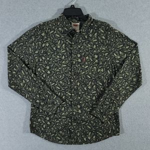 Levi's Camo Button Down Shirt Mens M Animal Print Long Sleeve Green